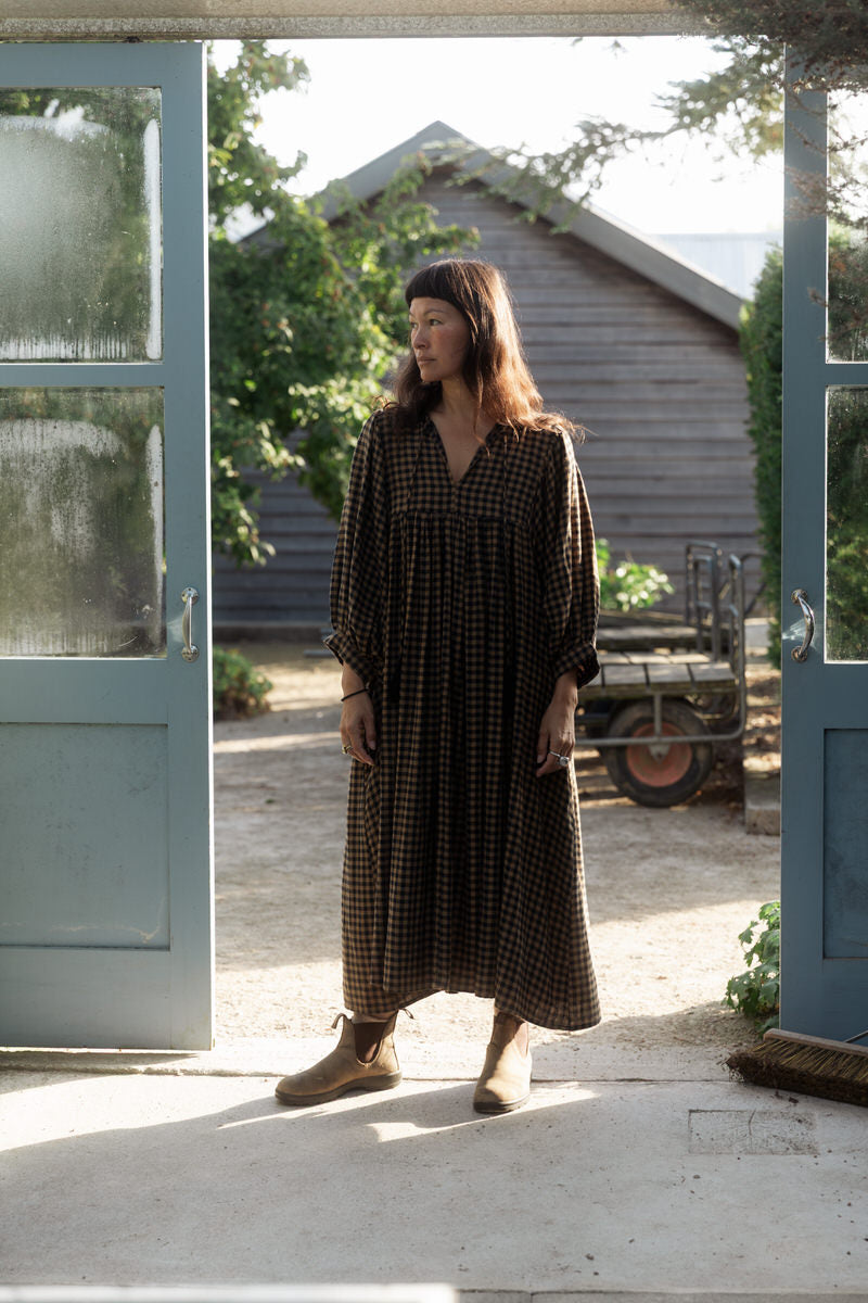 Pre-order: Orla Midi Dress - Chestnut Gingham