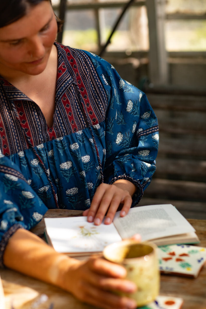 Elm Blouse - Indigo Thistle