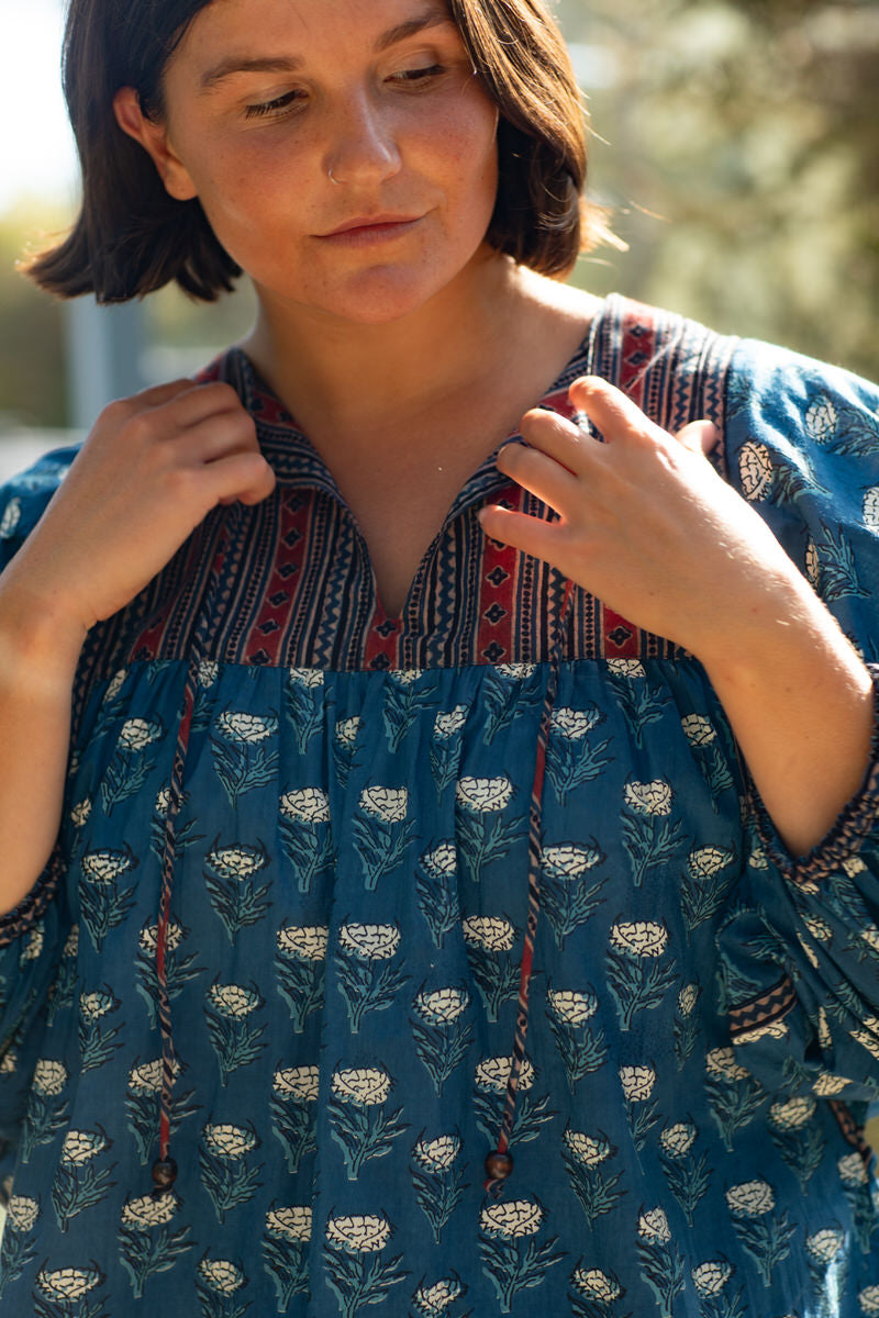 Elm Blouse - Indigo Thistle