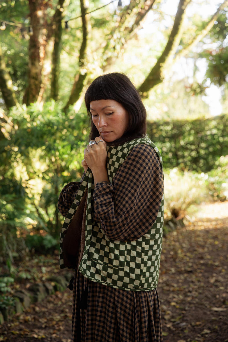 Reversible Gilet - Green Checkers