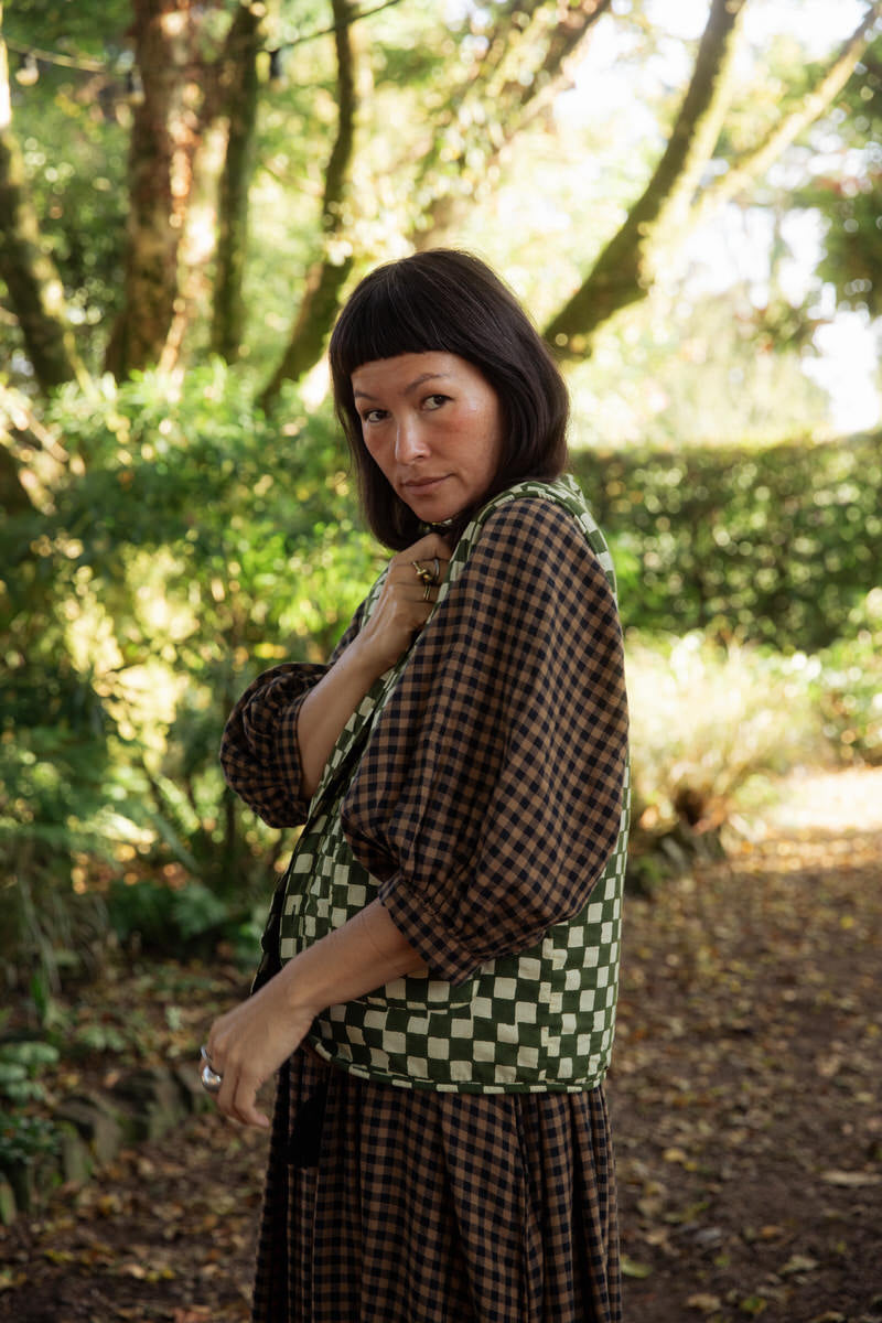 Reversible Gilet - Green Checkers