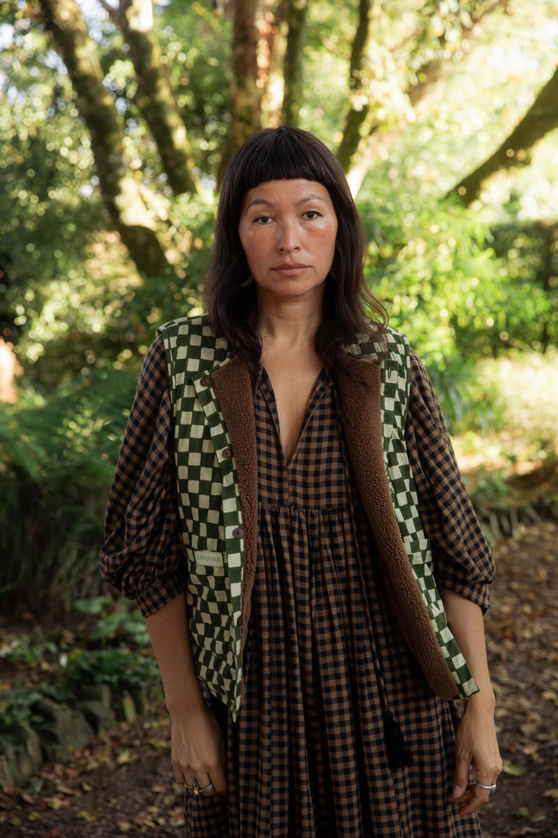 Reversible Gilet - Green Checkers
