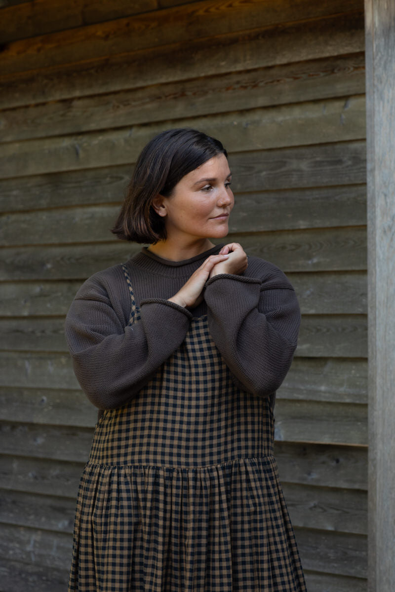 Pre-order: Wren Midi Dress - Chestnut Gingham