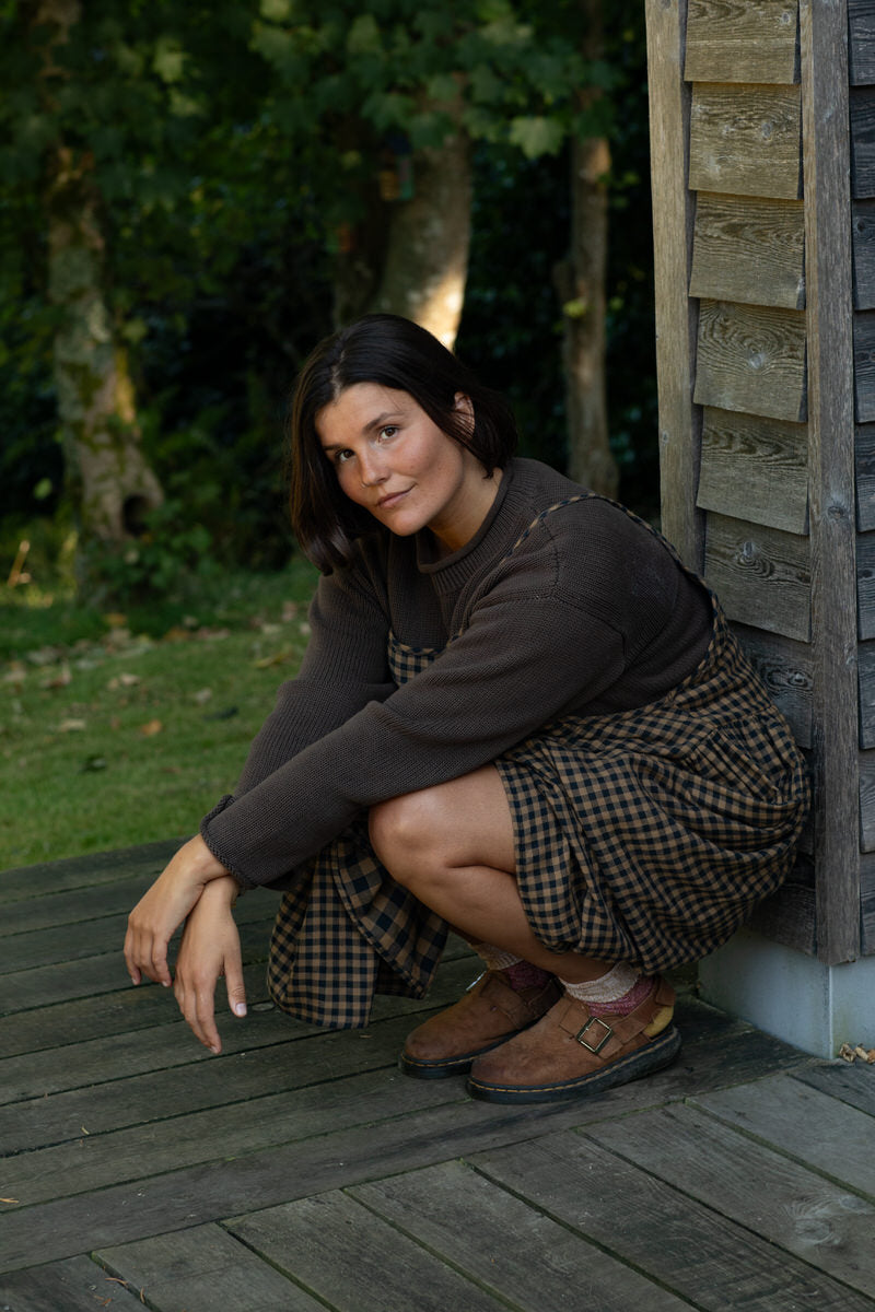 Pre-order: Wren Midi Dress - Chestnut Gingham