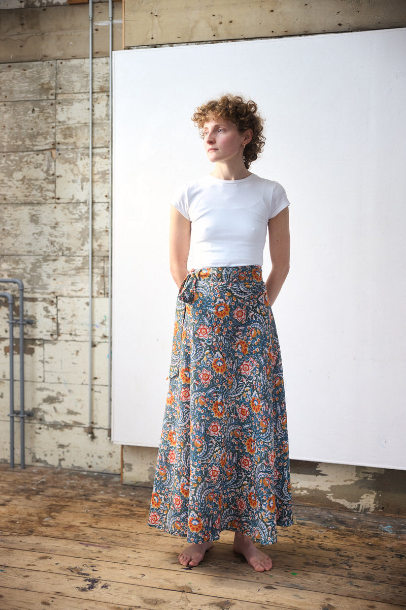 BANJAARA Maxi Wrap Skirt – Ochre Meadow L/XL