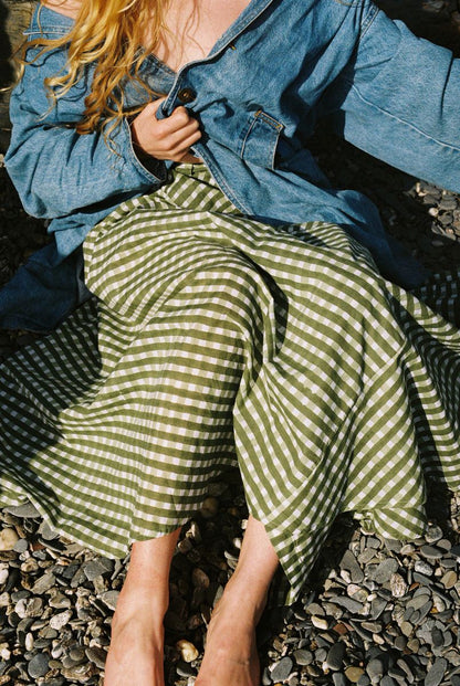 Maxi Wrap Skirt - Gingham Pea
