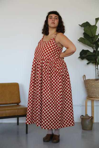 Zennor Midi Dress - Red Checkers