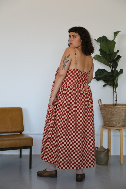 Zennor Midi Dress - Red Checkers