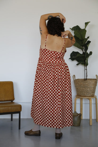 Zennor Midi Dress - Red Checkers