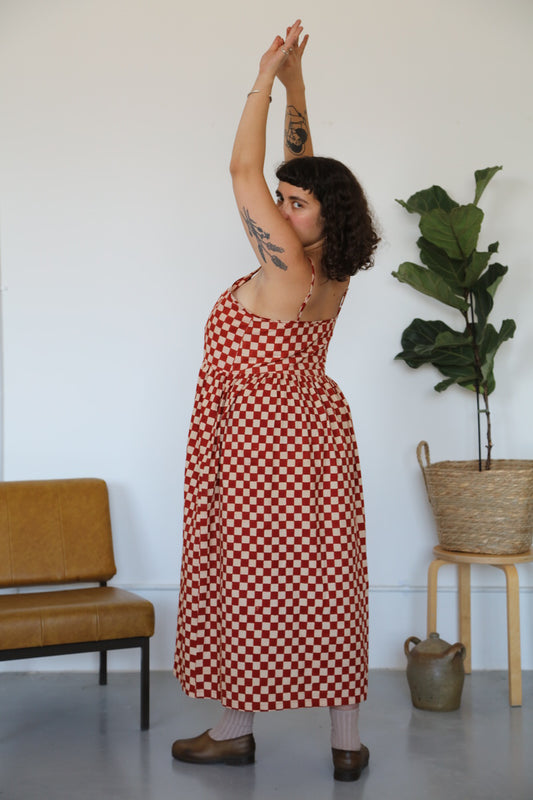 Zennor Midi Dress - Red Checkers