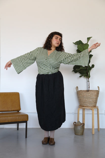 Wrap Top - Gingham Pea