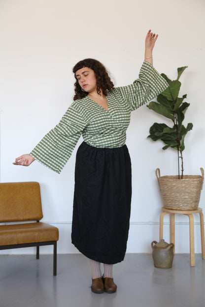 Wrap Top - Gingham Pea