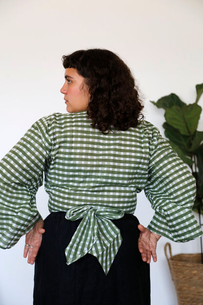 Wrap Top - Gingham Pea