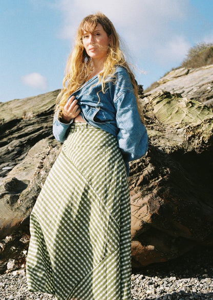 Maxi Wrap Skirt - Gingham Pea