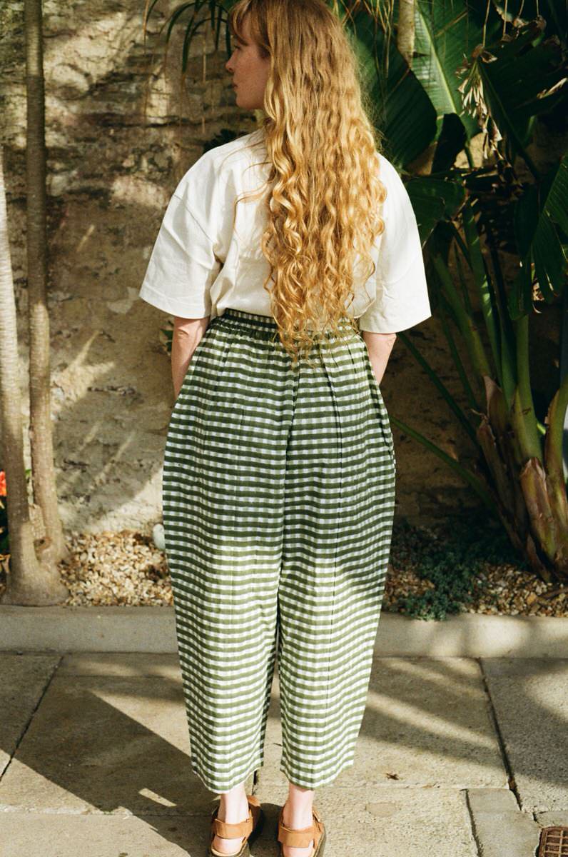 Gingham Trousers - Pea