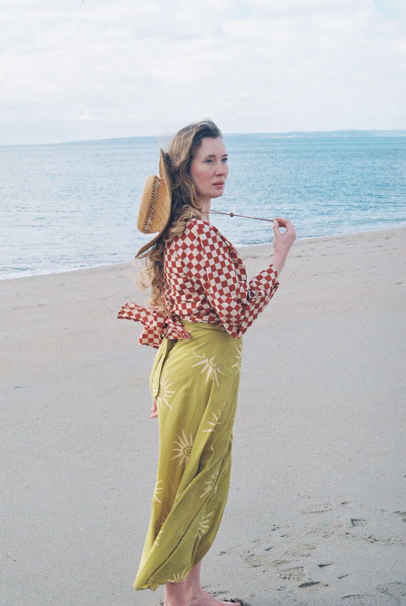 Pre-order • Maxi Wrap Skirt - Sun Swirl Pistachio