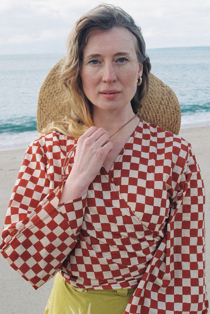 Wrap Top - Red Checkers