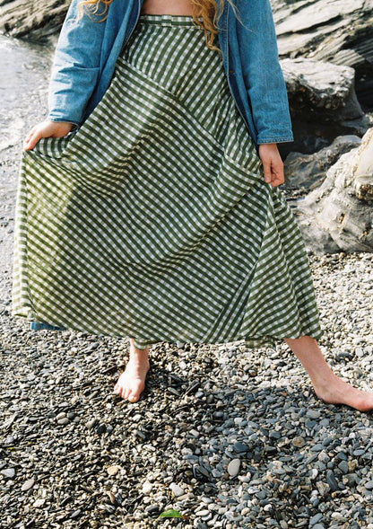 Maxi Wrap Skirt - Gingham Pea