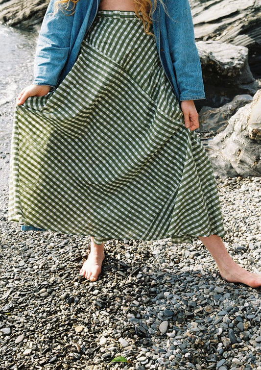 Maxi Wrap Skirt - Gingham Pea
