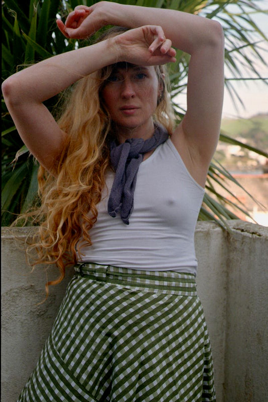 Maxi Wrap Skirt - Gingham Pea