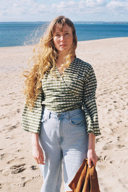 Wrap Top - Gingham Pea