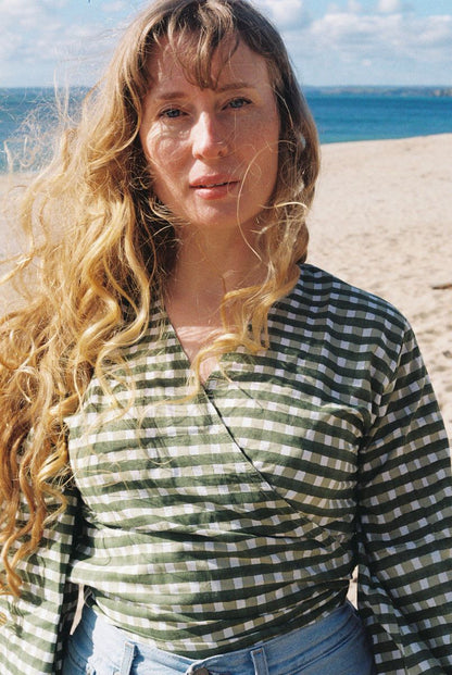 Wrap Top - Gingham Pea