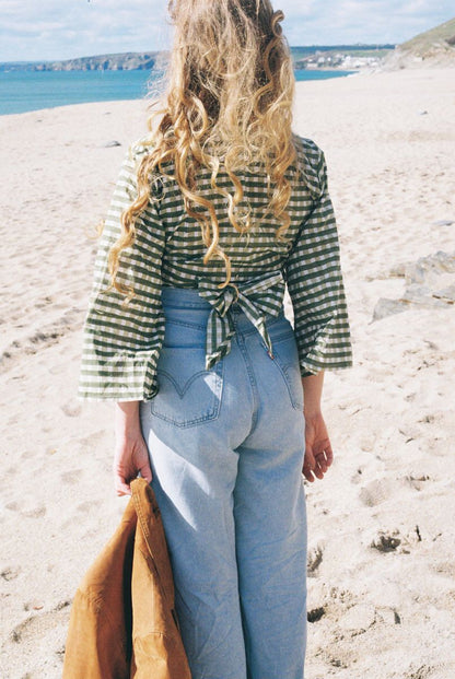 Wrap Top - Gingham Pea