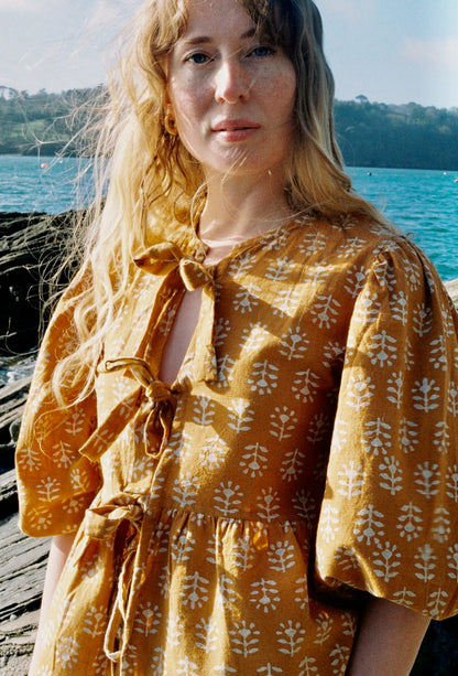 Tie Front Blouse - Sunflower Dabu