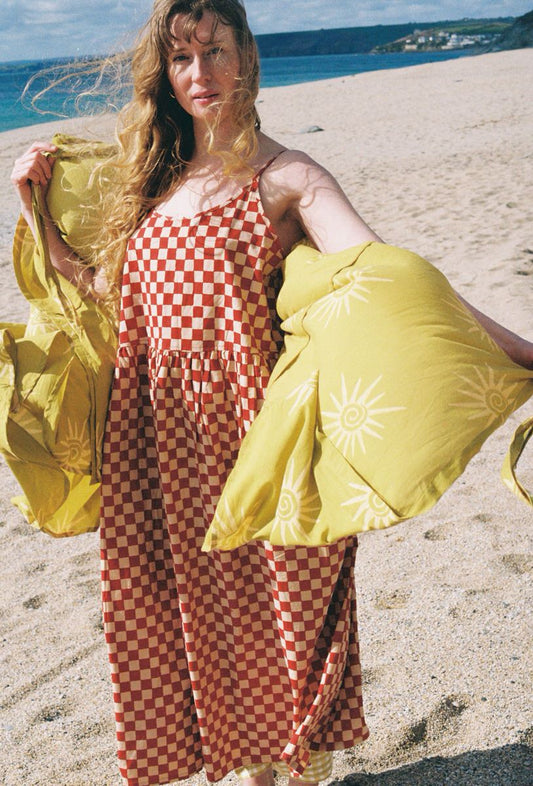 Zennor Midi Dress - Red Checkers
