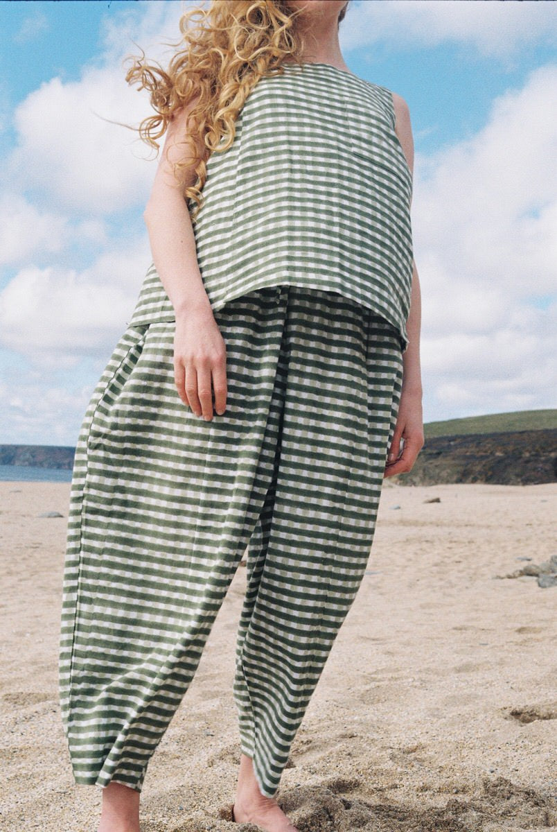 Gingham Trousers - Pea
