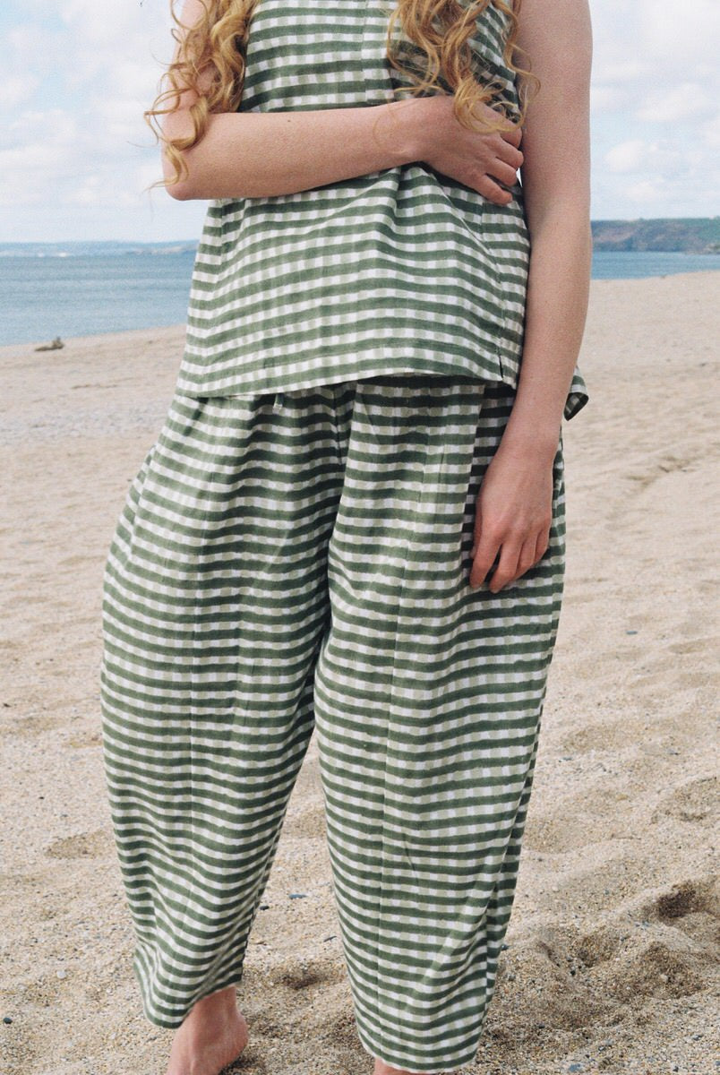 Gingham Trousers - Pea
