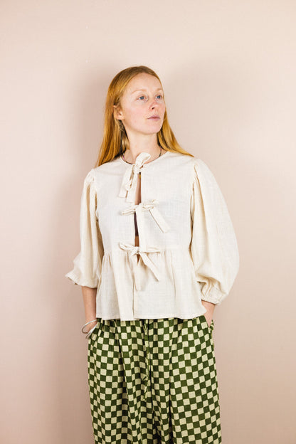 Tie Front Blouse - Wild Oat