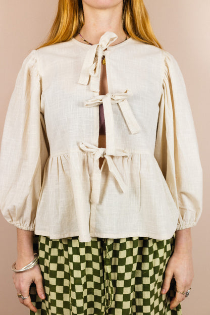 Tie Front Blouse - Wild Oat