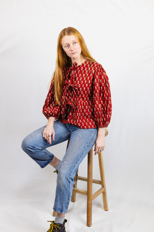 Tie Front Blouse - Rose