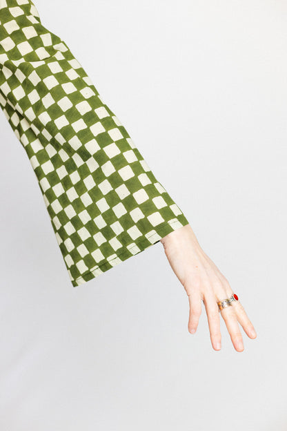 Wrap Top - Green Checkers