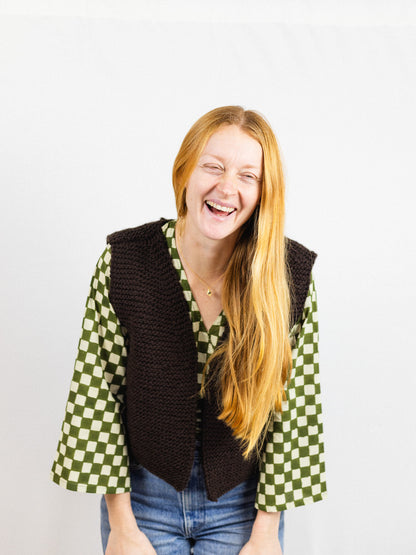 Wrap Top - Green Checkers