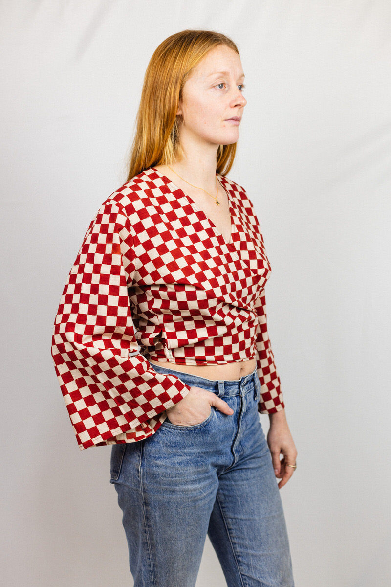 NEW IN • Wrap Top - Red Checkers