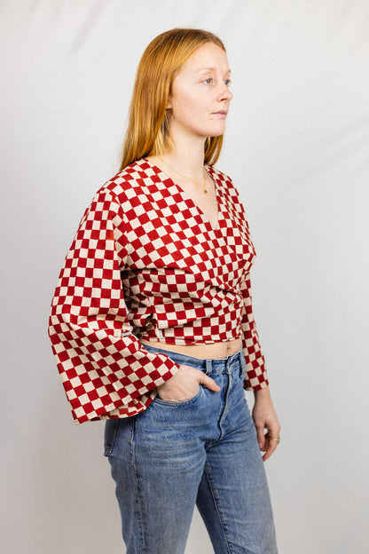 Wrap Top - Red Checkers