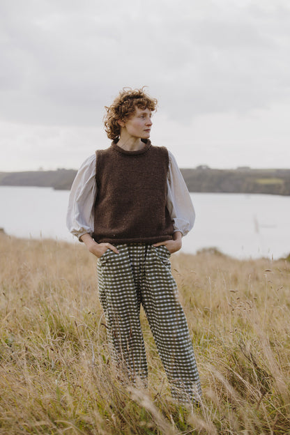 Gingham Dungarees - Pea