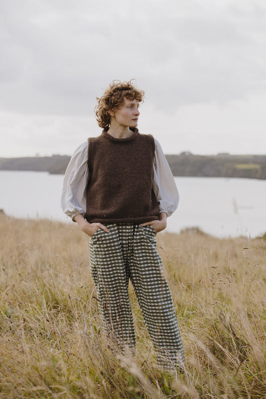 Gingham Dungarees - Pea