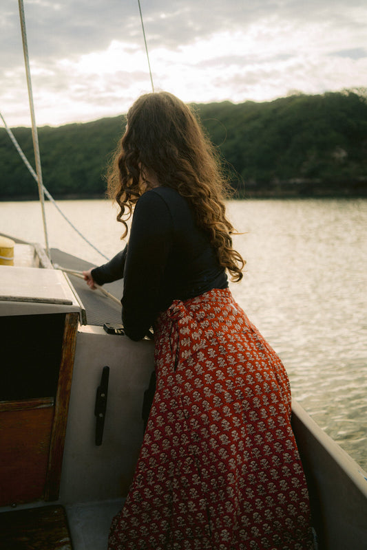 Midi Wrap Skirt - Ruby