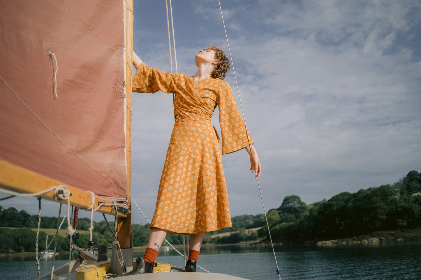 Midi Wrap Skirt - Sunflower Dabu