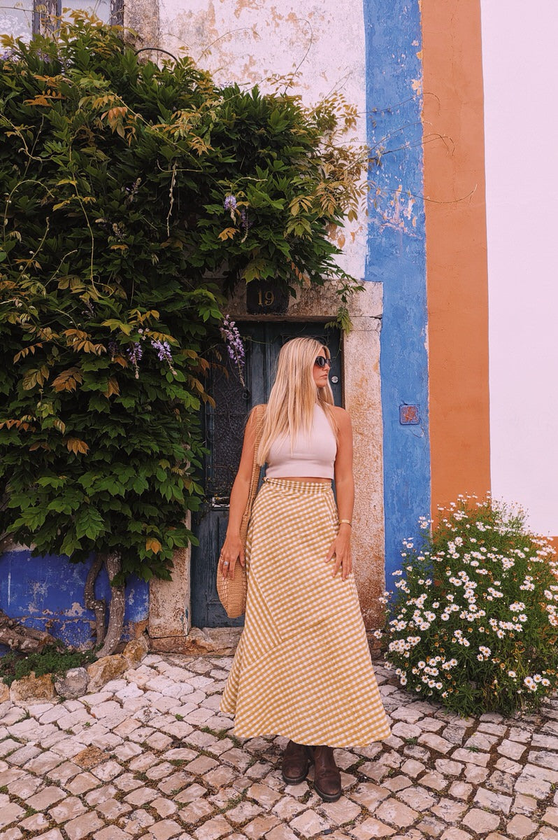Maxi Wrap Skirt - Gingham Lemon