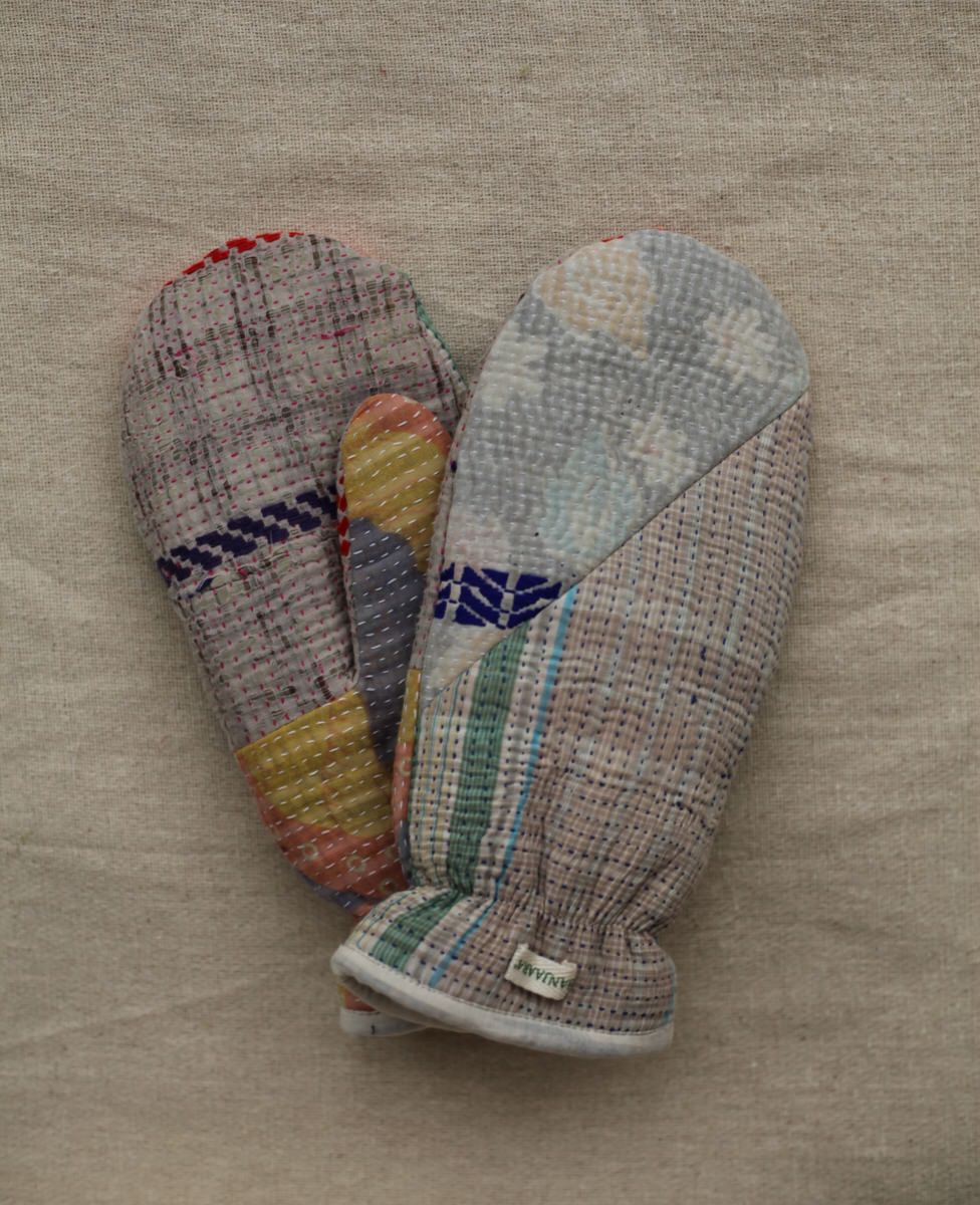Kantha Mittens