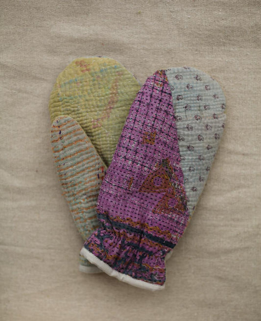 Kantha Mittens
