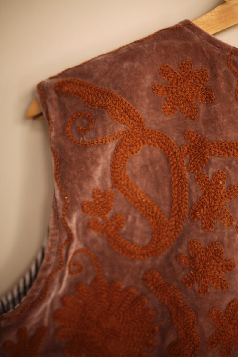 Folk Embroidered Waistcoat - Dusty Pink