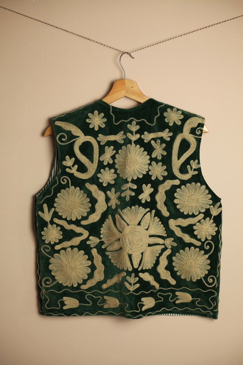 Folk Embroidered Waistcoat - Green