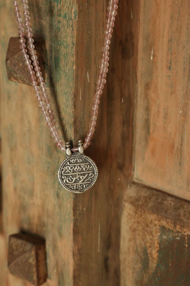 Strawberry Quartz Coin Necklace