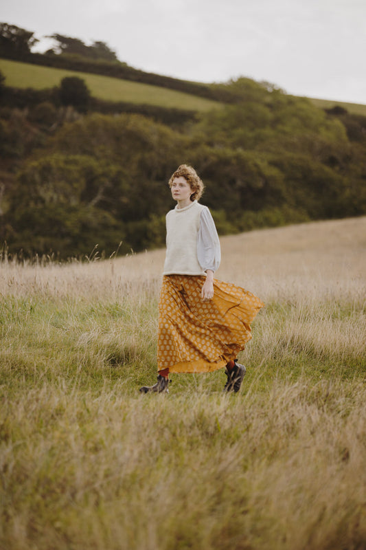 Maxi Wrap Skirt - Sunflower Dabu
