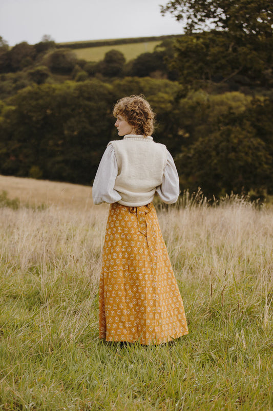 Maxi Wrap Skirt - Sunflower Dabu